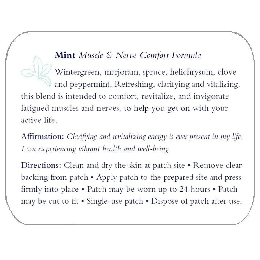 Mint Muscle and Nerve Comfort Essential Oil Patch - 10 Pack Tin