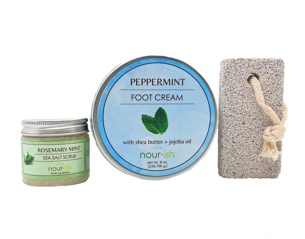 Nourish Organic, Natural Foot Care Set, Shea Butter Cream, Salt Scrub