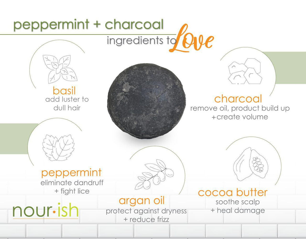 Peppermint + Charcoal Shampoo Bar