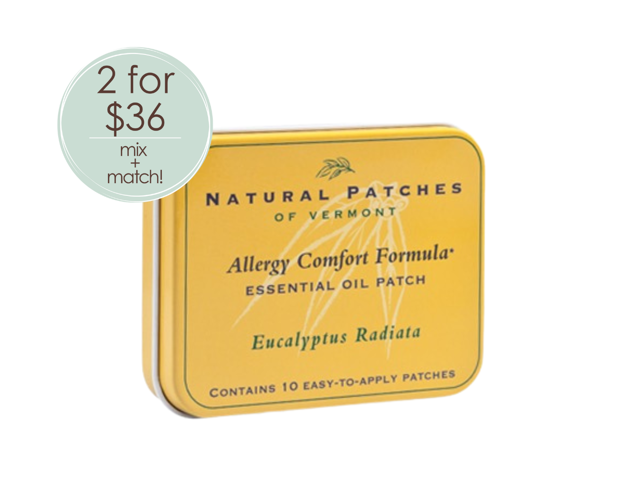 Eucalyptus Radiata Allergy Comfort Essential Oil Patch - 10 Pack Tin
