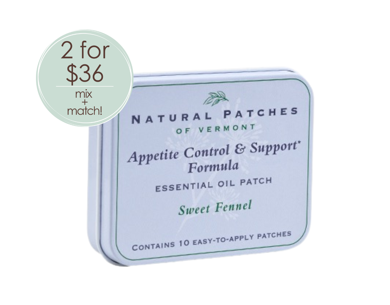 Appetite Control and Support Essential Oil Patch - 10 Pack Tin