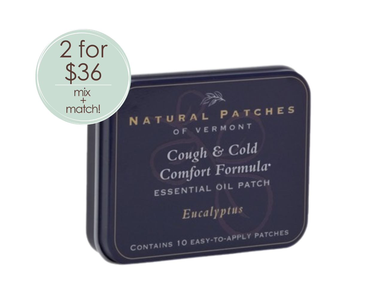 Cough and Cold Essential Oil Patch - 10 Pack Tin