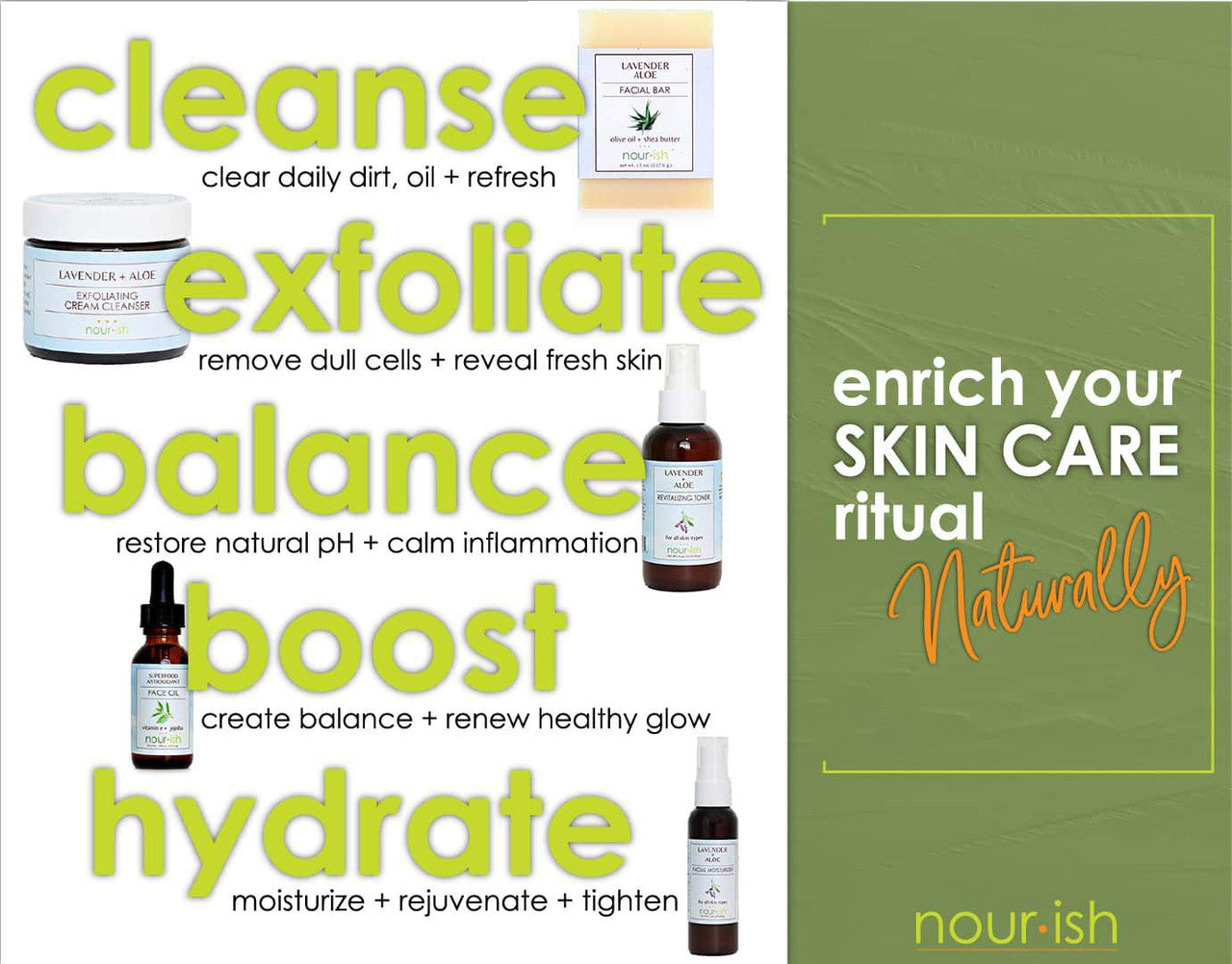 Nourish All Natural, Organic Lavender Aloe Facial line