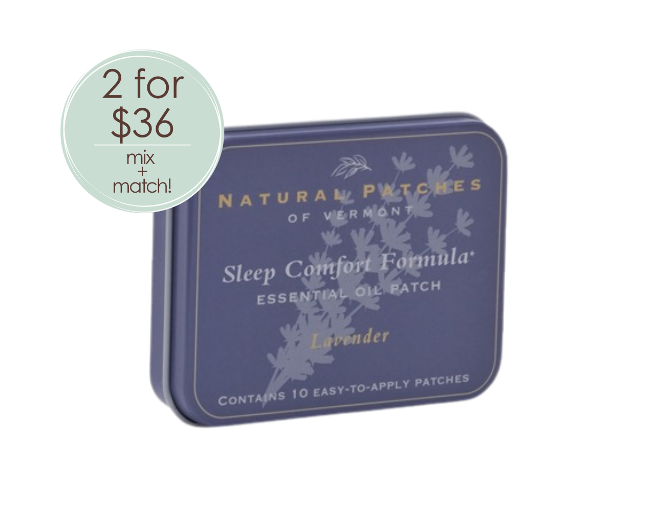 Lavender Sleep Comfort Formula Essential Oil Patch - 10 Pack Tin